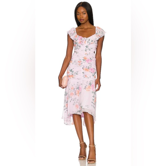 Astr Dresses & Skirts - Astr Floral High Low Dress in Pink and White